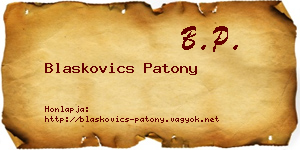 Blaskovics Patony névjegykártya